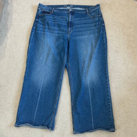 Old Navy Extra High Rise Sky Hi Wide Leg Trouser Jeans Retro Relaxed Size 26 - Picture 2 of 6